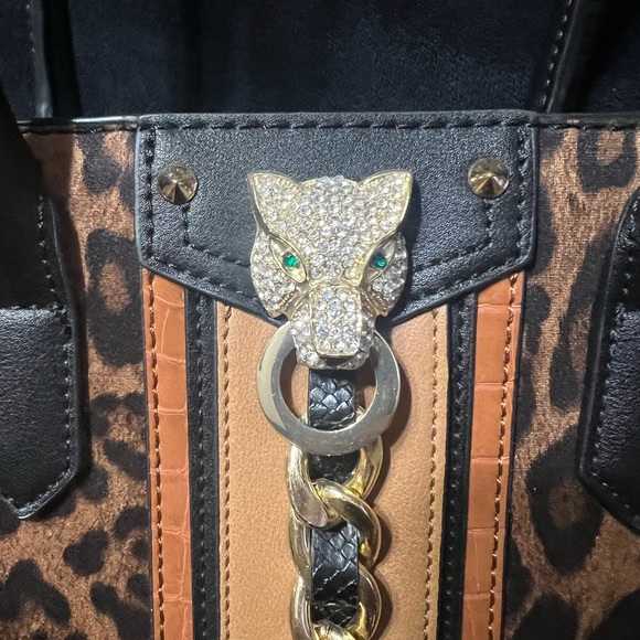 New! Aldo Handbag Leopard and Gold Studs - Picture 8 of 10